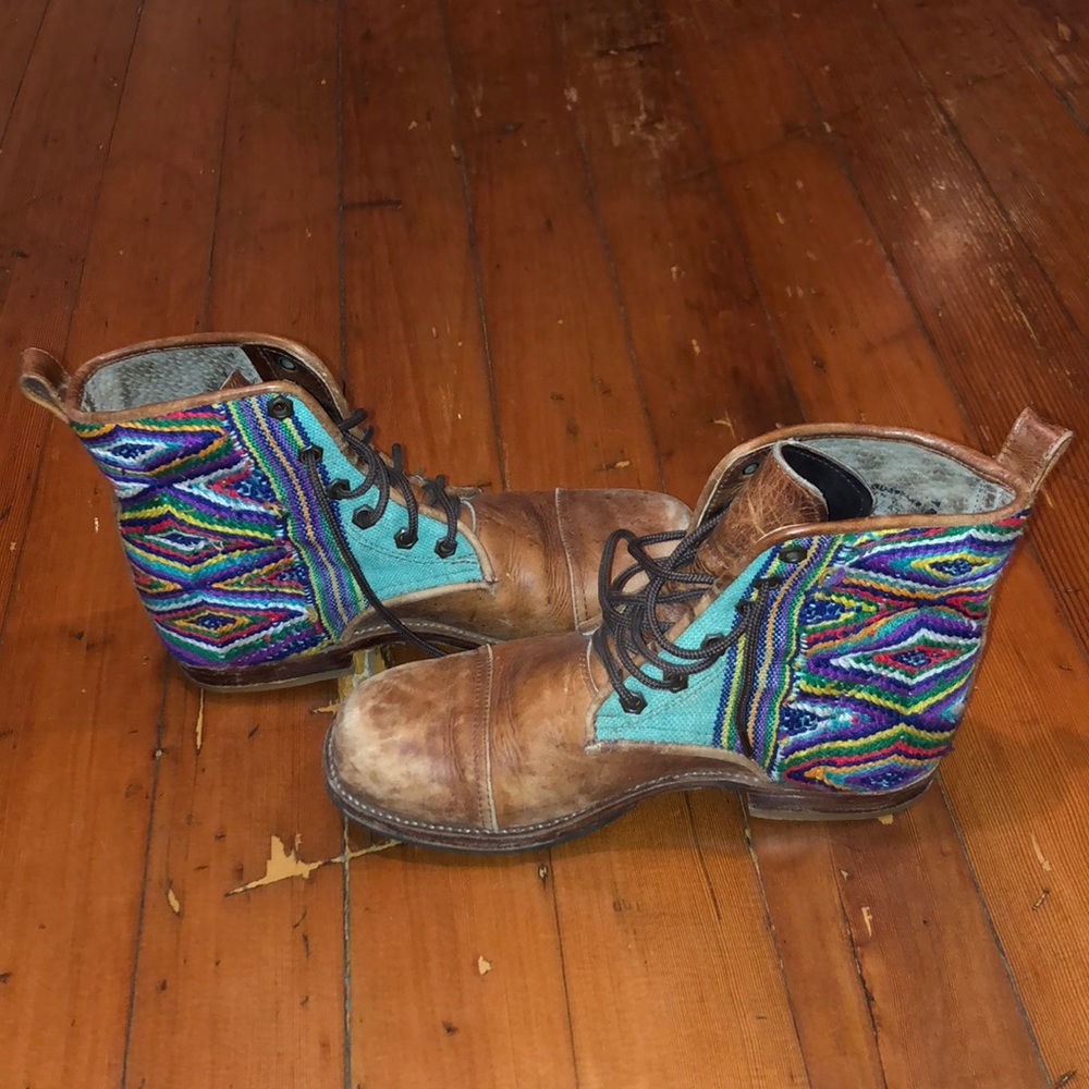 Leather Boots with Guatemalan Textiles